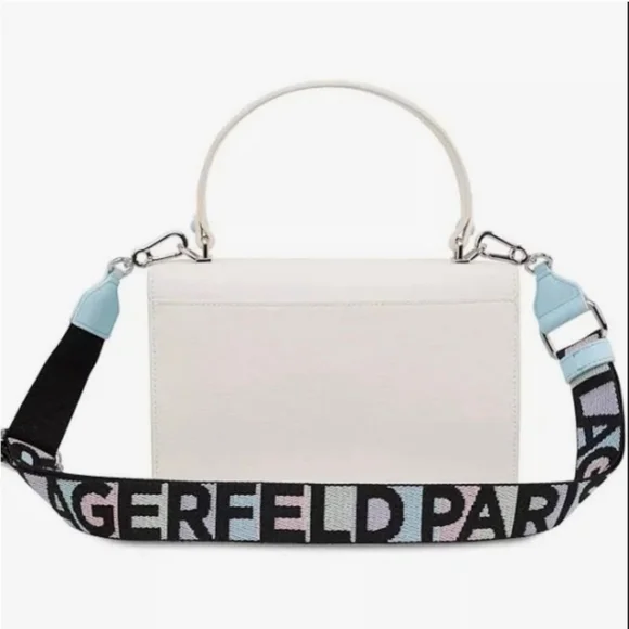 ✨️🩵 Karl Lagerfeld top handle Simone Flap Crossbody satchel Bag Pastel Dot ✨️💛 - Picture 3 of 7